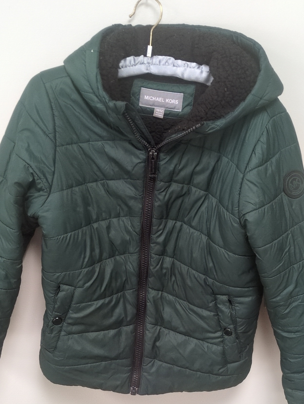 Michael Kors Emerald Green Quilted Hooded Puffer Jacket - Kids